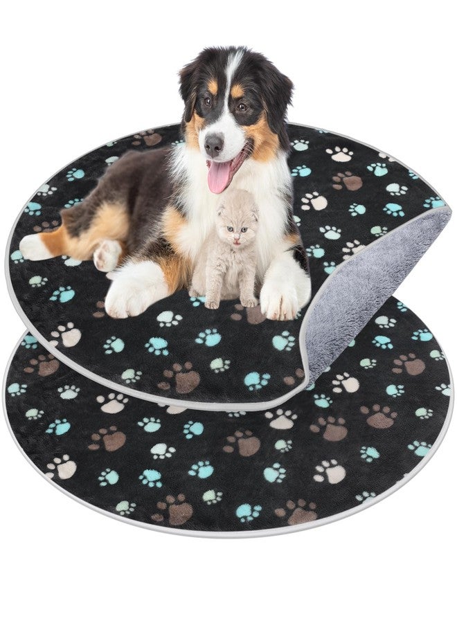 Clysee 2 Pack 32" Round Whelping Pads for Dogs Washable Pee Pads for Dog Waterproof Pee Pads Black Reusable Puppy Pads Pet Training Pads Absorbent Floor and Bed Mat Fleece Pee Pad for Potty - Image 1